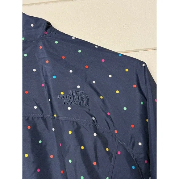 The North Face Woman's Size Medium Jacket Navy Polka Dot Lightweight Windbreaker - Picture 6 of 10